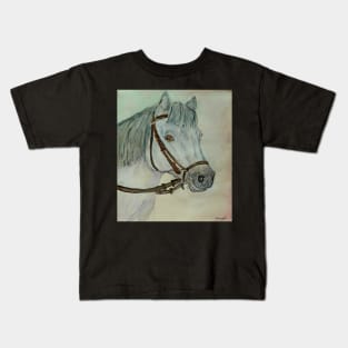 Grey Connemara Pony Watercolour Painting Kids T-Shirt